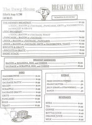 Breakfast Menu