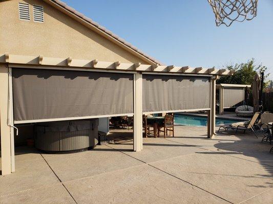 Vertical Drop Awnings with side guide rails