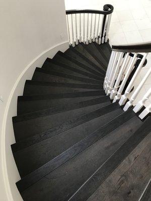 Impressive hardwood flooring on our staircase.