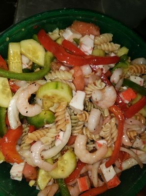 Rainbow seafood pasta salad