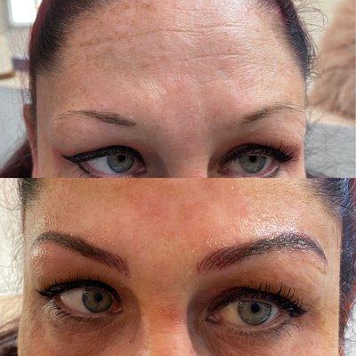 Combo brows. Microblading and ombre.