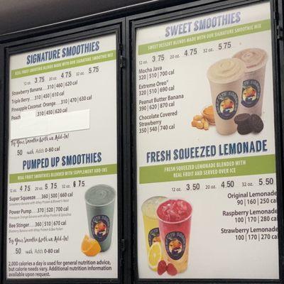 Surf City Squeeze smoothie menu! Short 'n sweet.