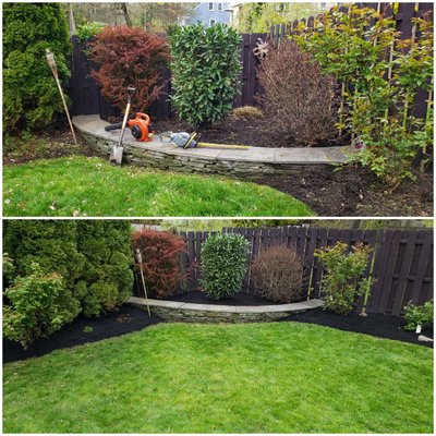 Before and After 
Spring Clean up and mulch!!!