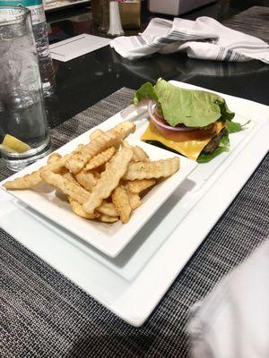 Gluten free lettuce burger, my mom said the patty was well cooked and well seasoned.