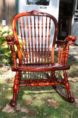 Carved mahogany rocking chair