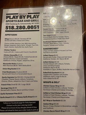 Updated menu started October 2023