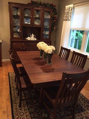 Solid Walnut Table & Hutch