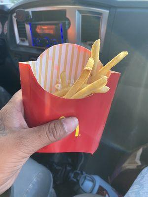 I guess I ordered a medium but got a small fry btw they were fresh kinda bummed I only got a small