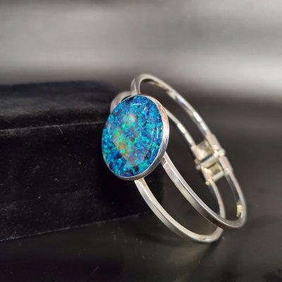 Cremation Bracelet bangle with opal  by CremationCreations.net