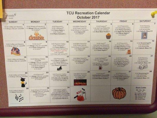 Recreation calendar