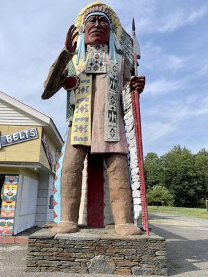 The Big Indian on The Mohawk Trail towers over the Native Views Gift Shop. It is So Cool &  stands 20 foot tall & built in 1974.