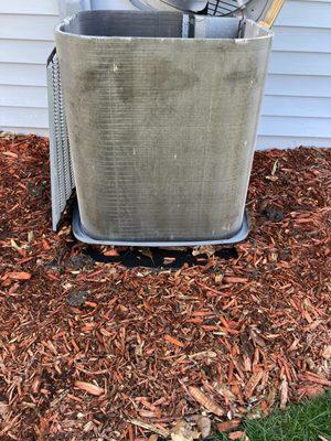 A clean condenser coil after performing an annual maintenance checkup.