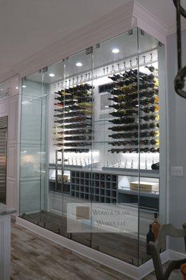 Custom glass wine cellar