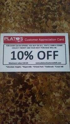 New Customer Appreciation Card. .. I'm so glad they re-implemented  a shopping/buying incentive!