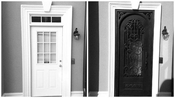 Custom Iron door replacement --in this before and after.