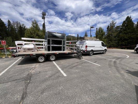 Patton truck blocking Tesla superchargers. Note red tape blocking the entire area!