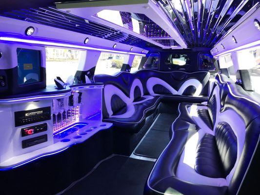 Inside of limo with no lights on