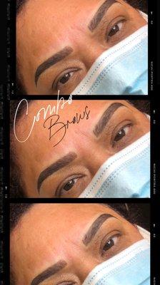 Combination brows is the best of both worlds. Microblading + Ombre shading to give a seamless brow!