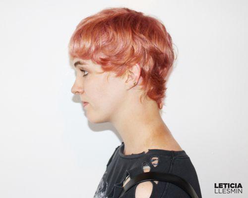 Rose Gold Haircolor and Pixie Haircut