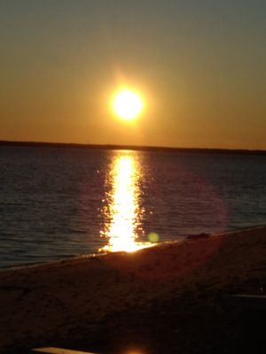 An Atlantic Ocean bay at sunset