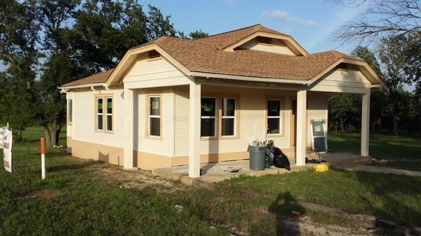 On this house the exterior was pretty rough, so we completely stripped it down to the wood and completely refinished it...