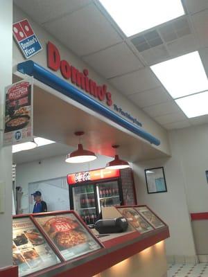 Inside the somewhat cramped domino's