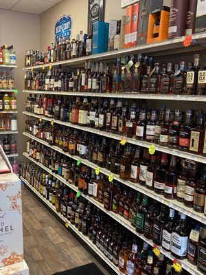 Hundreds of your favorite Whiskeys.  Bourbon, Canadian, Single Malt ... oh my!