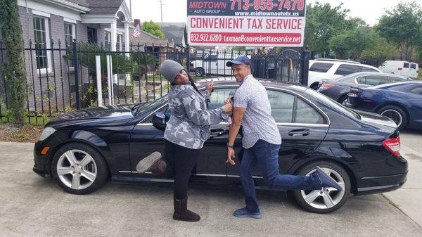 This beautiful young lady has enjoyed buying her Mercedes almost as much as we did. Get happy y'all!