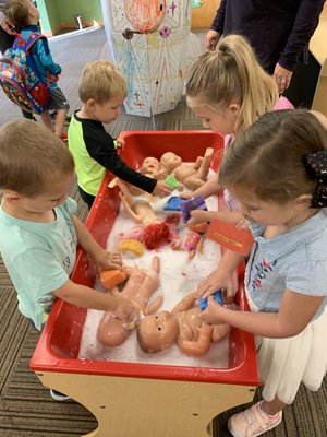 Washing the babies.