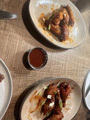 Top: Sweet Tangy BBQ Chicken Wings  Bottom:  Buffalo Chicken Wings