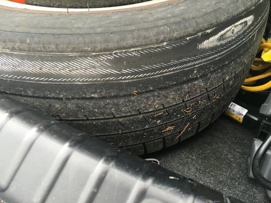 Uneven tire wear. Went flat at only 6500 miles.