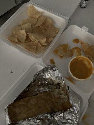 Chicken tikka and chips and queso