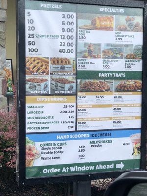 Drive thru menu