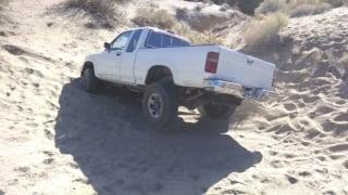 My poor truck... clearly a victim of too much sand in the desert and not enough rocks. Not at all from bad choices.