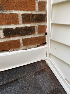 Chimney with visible cracks and missing mortar