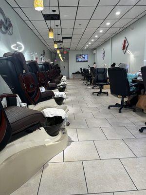 The pedicure and manicure stations