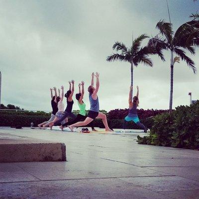 Poolside yoga