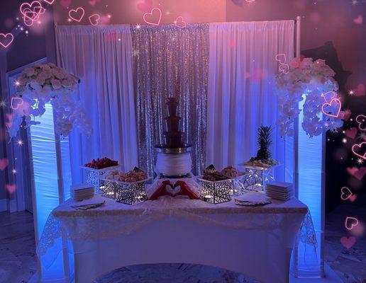 Wedding chocolate fountain set up