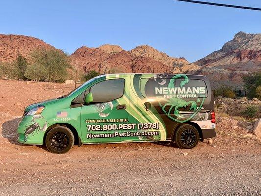 Early morning scorpion control service in Calico Basin Red Rock. Beautiful sunrise and morning weather! :)