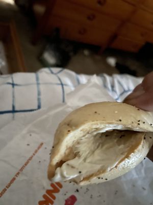 Toasted bagels do not fold like this