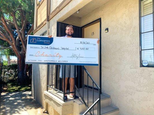 Our client Bryan bought his home. We donated $500 to St. Judes Children's Hospital with a portion of our proceeds.