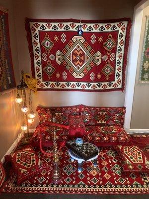 Turkish Floor set,  Kilim rugs and floor lamp and hookahs!!