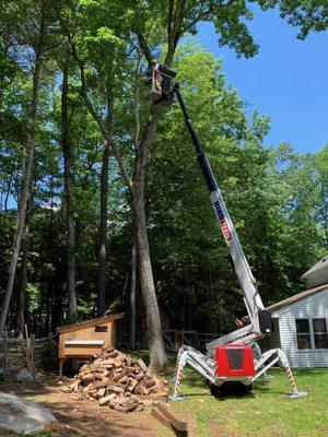 Our 75' track lift can go just about anywhere,