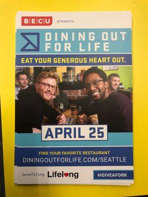 Getting excited about this year's Dine Out for Life!