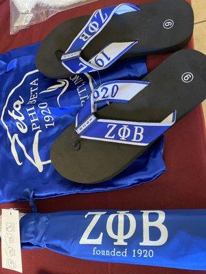 Monogrammed Collegiate Sandals with storage Bag