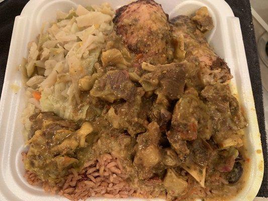 Jerk Chicken and Curry Goat. A lot of food!