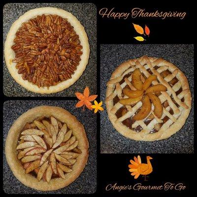 Sweet potato pecan pie 
Apple pie &
Peach pie