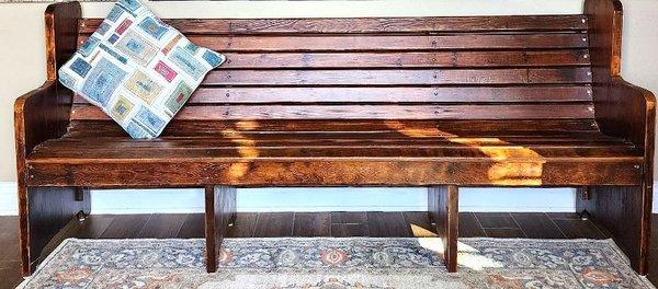 Beautiful solid wood bench for less than crappy MDF throw away furniture.