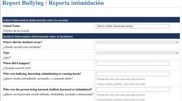 Bullying report form!