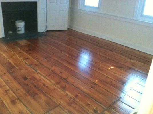 Old Pine floor refinished Natural.